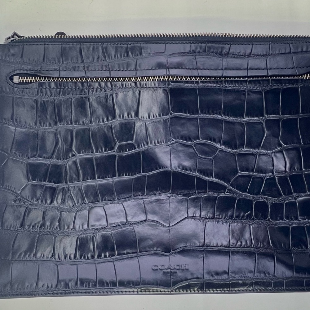 New Coach Manhattan Convertible Slim Messenger Blk Embossed Crocodile leather - Picture 8 of 14